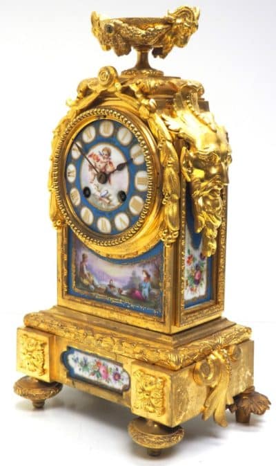 8-Day Striking Blue Sevres Ormolu Mantle Clock