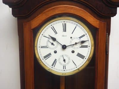 Fine Hermle Multi Dial Wall Clock 8 Day Weight Driven Chiming Wall Clock - Image 9
