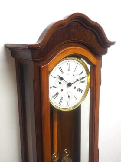 Fine Hermle Multi Dial Wall Clock 8 Day Weight Driven Chiming Wall Clock - Image 7