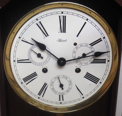 Fine Hermle Multi Dial Wall Clock 8 Day Weight Driven Chiming Wall Clock - Image 3