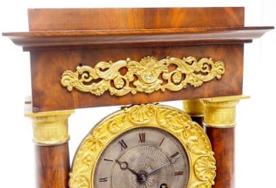 Fine Antique Flame Mahogany Mantel Clock French Striking Portico Mantle Clock - Image 10