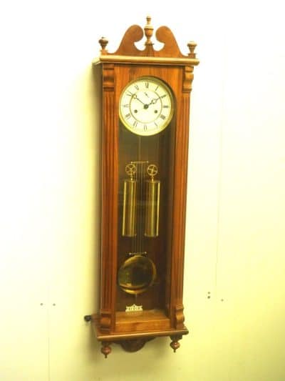 Solid Walnut Hermle Vienna Wall Clock 8 Day Weight Driven Striking Wall Clock - Image 2