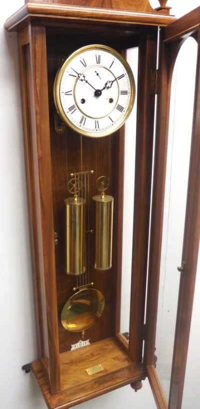 Solid Walnut Hermle Vienna Wall Clock 8 Day Weight Driven Striking Wall Clock Antique, Walnut, Antique Clocks 5
