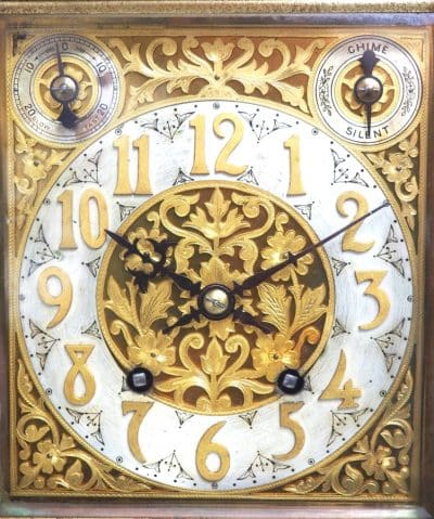 Interesting Antique German Oak 8-Day Mantel Clock Quarter Striking Bracket Clock by W&H architectural Antique Clocks 5