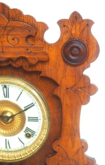 Fantastic American Gingerbread Mantel Clock – Antique 8 Day Striking Mantle Clock By Ansonia Ansonia Antique Clocks 4