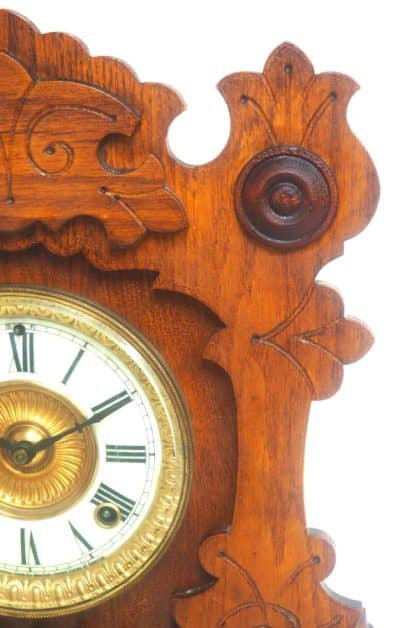 Fantastic American Gingerbread Mantel Clock – Antique 8 Day Striking Mantle Clock By Ansonia - Image 2