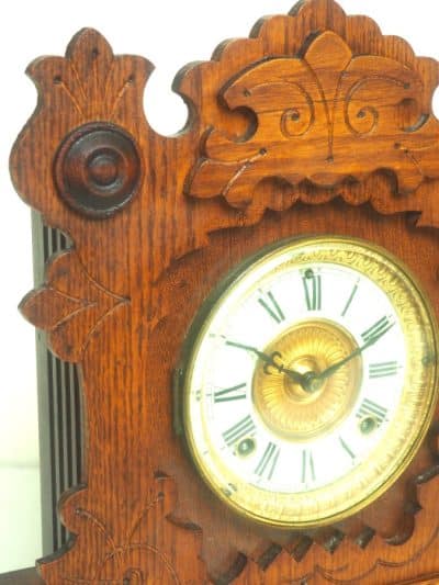 Fantastic American Gingerbread Mantel Clock – Antique 8 Day Striking Mantle Clock By Ansonia Ansonia Antique Clocks 12