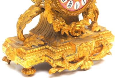 Antique French Mantel Clock – 8-Day Striking Pink Sevres Gilt Mantle Clock C1880