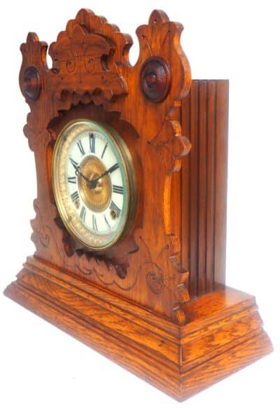 Fantastic American Gingerbread Mantel Clock – Antique 8 Day Striking Mantle Clock By Ansonia - Image 6