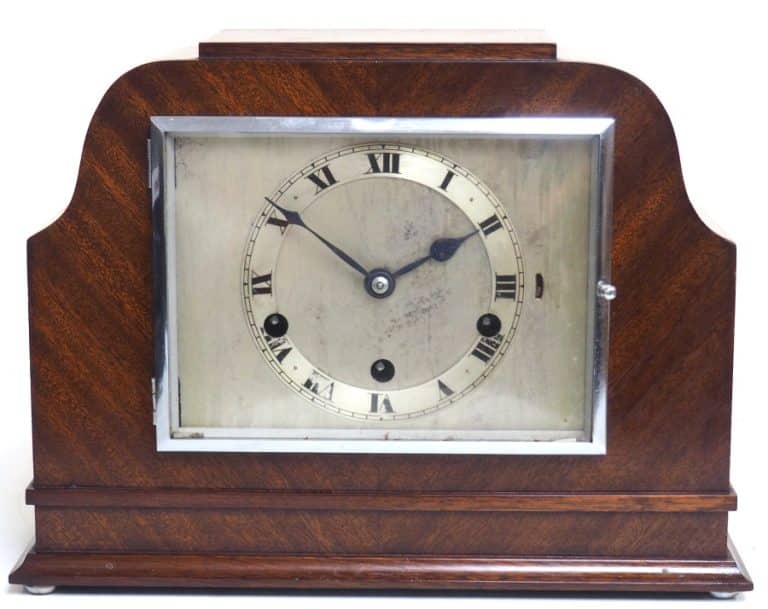 Antique Art Deco Mantel Clock Mahogany 8-Day Westminster Chiming Mantle Clock
