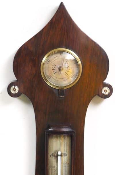 Good mahogany 5 Glass Onion Top Barometer Thermometer by W Cooke Keighley - Image 6