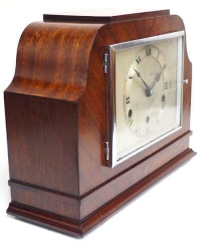 Antique Art Deco Mantel Clock Mahogany 8-Day Westminster Chiming Mantle Clock - Image 3