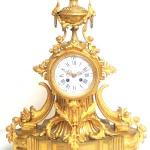 Impressive French Ormolu Bronze Mantel Clock Sought Scrolling Floral Case Striking 8-Day Mantle Clock french mantle clock Antique Clocks
