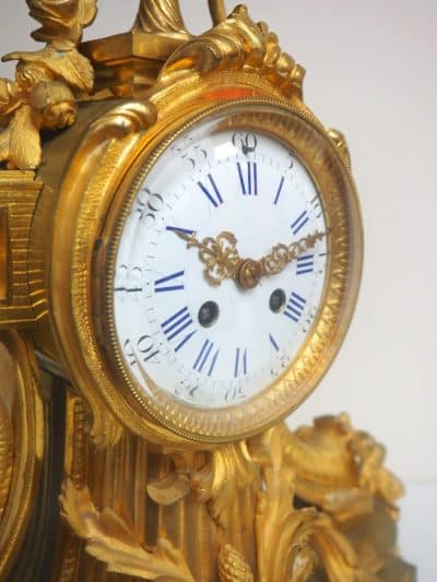 Impressive French Ormolu Bronze Mantel Clock Sought Scrolling Floral Case Striking 8-Day Mantle Clock french mantle clock Antique Clocks 10