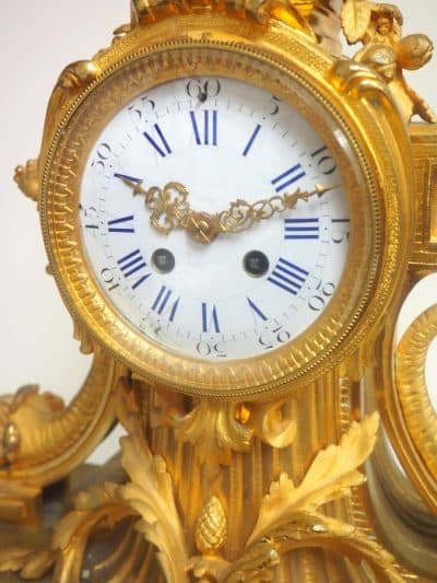 Impressive French Ormolu Bronze Mantel Clock Sought Scrolling Floral Case Striking 8-Day Mantle Clock french mantle clock Antique Clocks 9