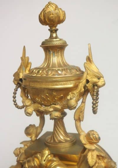 Impressive French Ormolu Bronze Mantel Clock Sought Scrolling Floral Case Striking 8-Day Mantle Clock - Image 6