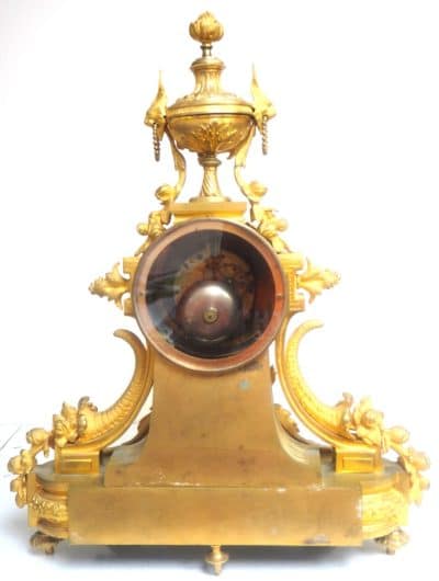Impressive French Ormolu Bronze Mantel Clock Sought Scrolling Floral Case Striking 8-Day Mantle Clock french mantle clock Antique Clocks 5