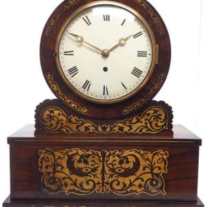 A fine English Regency rosewood fusee mantle clock – Inlaid Drumhead Bracket Clock bracket clock Antique Clocks