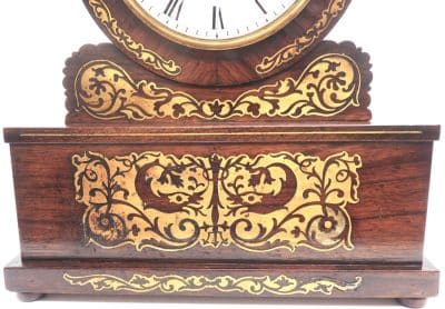 A fine English Regency rosewood fusee mantle clock – Inlaid Drumhead Bracket Clock bracket clock Antique Clocks 4