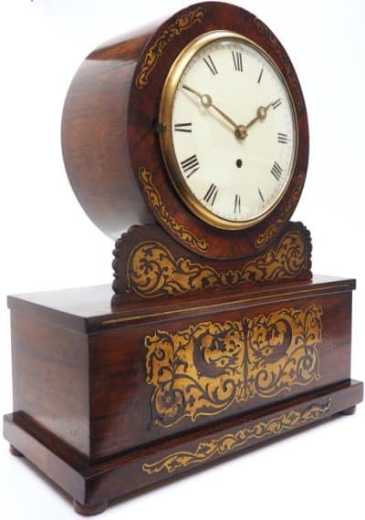 A fine English Regency rosewood fusee mantle clock – Inlaid Drumhead Bracket Clock bracket clock Antique Clocks 7
