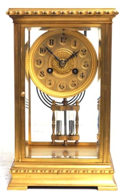 French Table Regulator Mantel Clock Rare Compensating Pendulum 8 Day 4 Glass Mantel Clock