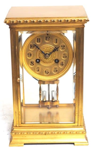 French Table Regulator Mantel Clock Rare Compensating Pendulum 8 Day 4 Glass Mantel Clock French mantel clock Antique Clocks 9