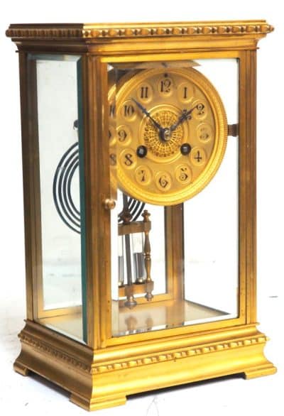 French Table Regulator Mantel Clock Rare Compensating Pendulum 8 Day 4 Glass Mantel Clock French mantel clock Antique Clocks 8