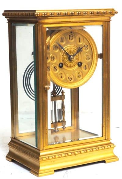 French Table Regulator Mantel Clock Rare Compensating Pendulum 8 Day 4 Glass Mantel Clock - Image 6