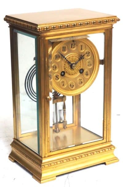 French Table Regulator Mantel Clock Rare Compensating Pendulum 8 Day 4 Glass Mantel Clock - Image 5