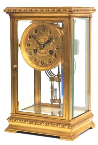 French Table Regulator Mantel Clock Rare Compensating Pendulum 8 Day 4 Glass Mantel Clock French mantel clock Antique Clocks 6