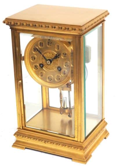 French Table Regulator Mantel Clock Rare Compensating Pendulum 8 Day 4 Glass Mantel Clock - Image 3