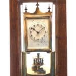 German Gustav Becker for BHA 400-Day Clock With disc pendulum silver & brass dial in Oak Case gustav becker Antique Clocks