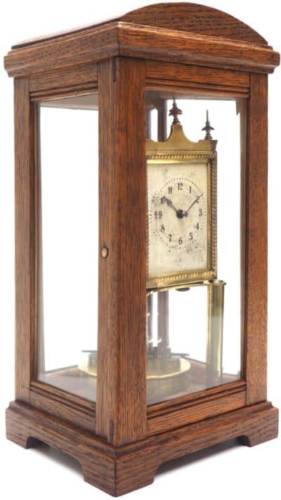 German Gustav Becker for BHA 400-Day Clock With disc pendulum silver & brass dial in Oak Case gustav becker Antique Clocks 10
