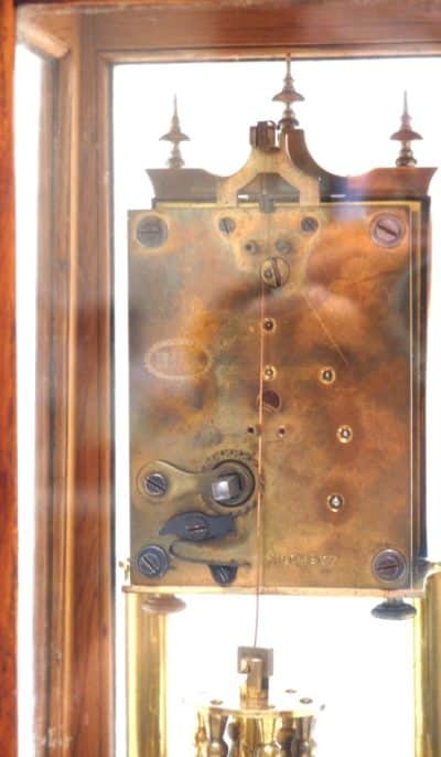 German Gustav Becker for BHA 400-Day Clock With disc pendulum silver & brass dial in Oak Case gustav becker Antique Clocks 6
