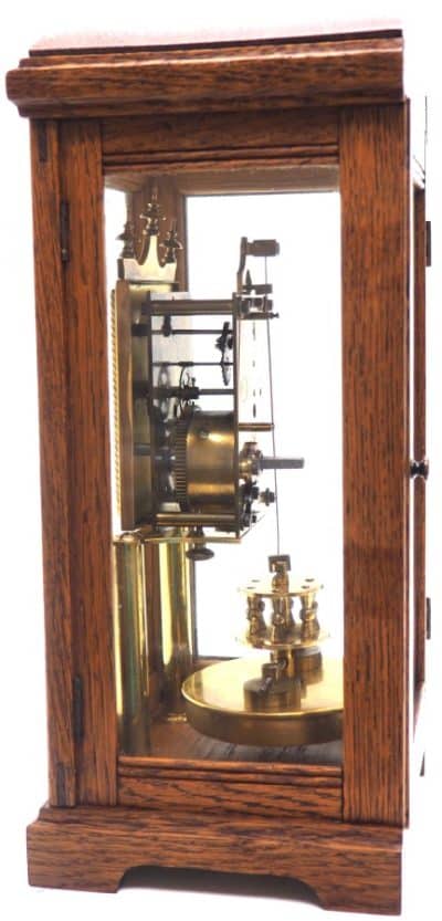 German Gustav Becker for BHA 400-Day Clock With disc pendulum silver & brass dial in Oak Case gustav becker Antique Clocks 5