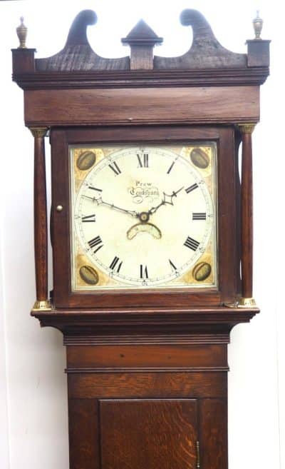 19THC Longcase Clock Fine English Oak Gloucestershire Grandfather Clock Painted Dial C1820 English oak Antique Clocks 15