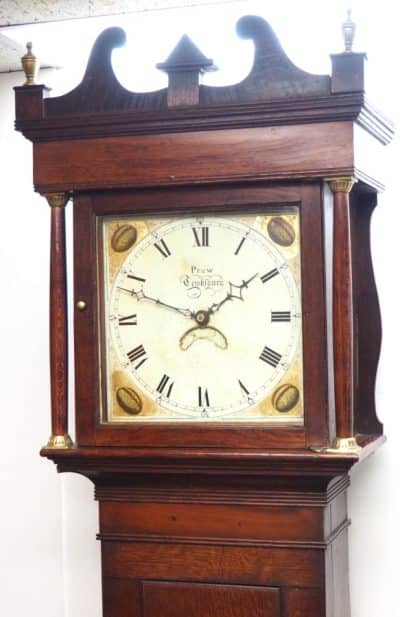 19THC Longcase Clock Fine English Oak Gloucestershire Grandfather Clock Painted Dial C1820 English oak Antique Clocks 14