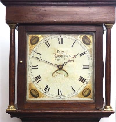 19THC Longcase Clock Fine English Oak Gloucestershire Grandfather Clock Painted Dial C1820 English oak Antique Clocks 11