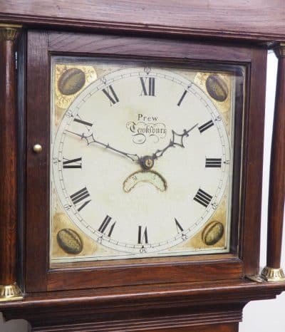 19THC Longcase Clock Fine English Oak Gloucestershire Grandfather Clock Painted Dial C1820 English oak Antique Clocks 8