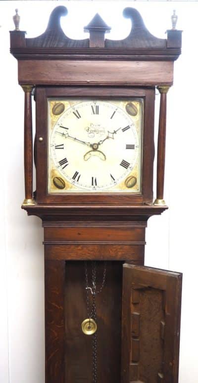 19THC Longcase Clock Fine English Oak Gloucestershire Grandfather Clock Painted Dial C1820 English oak Antique Clocks 7