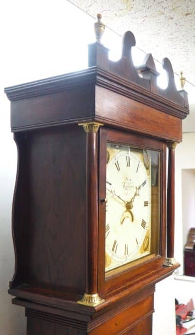 19THC Longcase Clock Fine English Oak Gloucestershire Grandfather Clock Painted Dial C1820 English oak Antique Clocks 6