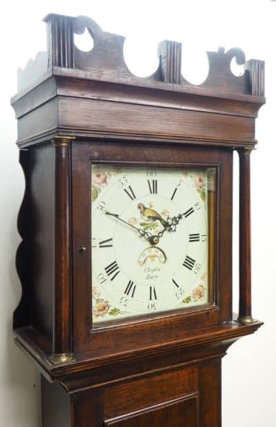 18THC Longcase Clock Fine English Oak Suffolk Grandfather Clock Painted Dial C1780 Grandfather Clock Antique Clocks 12