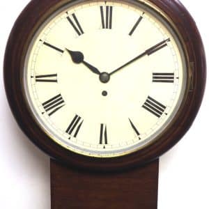 Rare English Drop Dial Wall Clock Mahogany Station Public School Wall Clock Drop Dial Antique Clocks