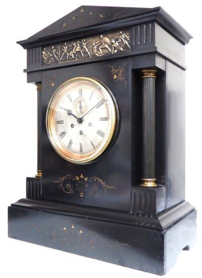 World Biggest French Slate Mantel Clock 8 Day Musical Exhibition Mantle Clock Mantel Clock Antique Clocks 8