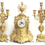 Antique Candelabra 8-Day Clock Set French Striking Ormolu Bronze Mantel Clock C1880 Antique French Antique Clocks