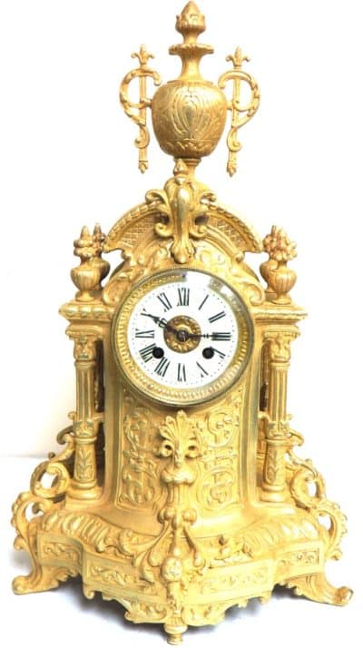 Antique Candelabra 8-Day Clock Set French Striking Ormolu Bronze Mantel Clock C1880 Antique French Antique Clocks 9