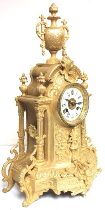 Antique Candelabra 8-Day Clock Set French Striking Ormolu Bronze Mantel Clock C1880 Antique French Antique Clocks 8
