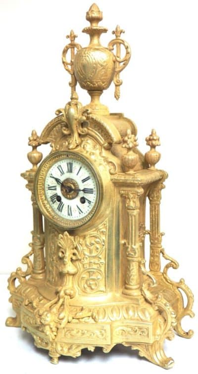 Antique Candelabra 8-Day Clock Set French Striking Ormolu Bronze Mantel Clock C1880 Antique French Antique Clocks 7