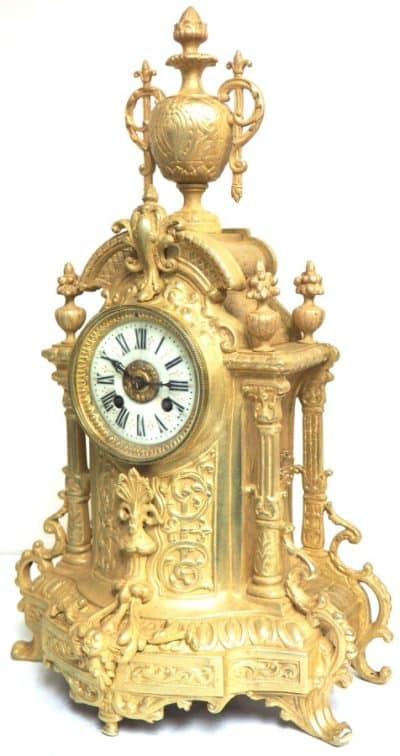 Antique Candelabra 8-Day Clock Set French Striking Ormolu Bronze Mantel Clock C1880 - Image 5
