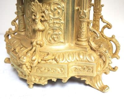 Antique Candelabra 8-Day Clock Set French Striking Ormolu Bronze Mantel Clock C1880 - Image 4